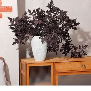 Lyrow, 6 Pack Artificial Cimicifuga Plant,Leaf Spray Faux Plum, 19.5” & 31” 3 ea